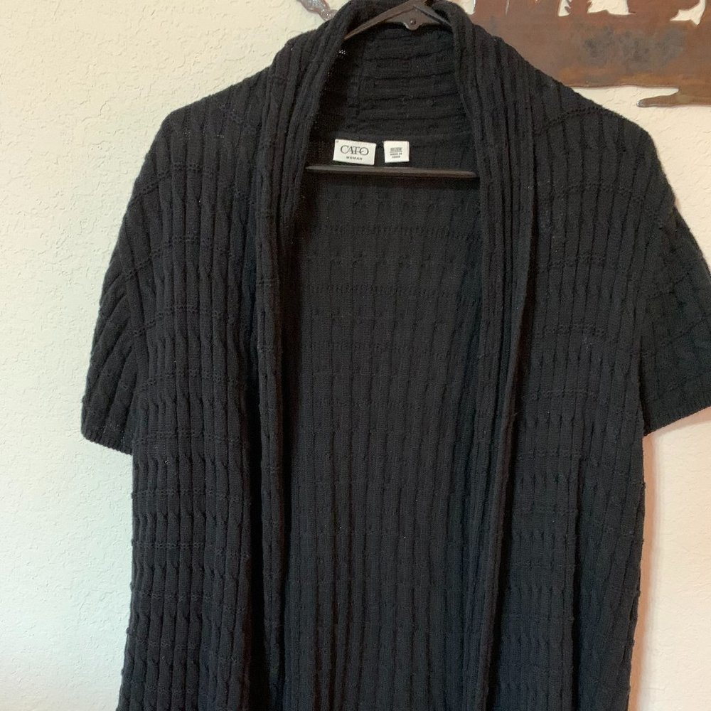 Cato short sleeve black cardigan sweater
